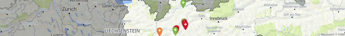 Kartenansicht für Apotheken-Notdienste in der Nähe von Steeg (Reutte, Tirol)